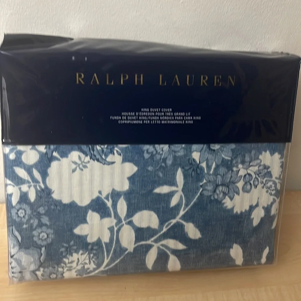 Ralph Lauren King Indigo Cottage 100% Cotton Duvet Cover